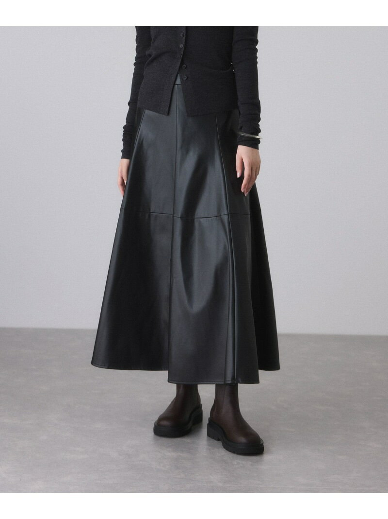 シンセティックレザーフレアスカート ADAM ET ROPE' FEMME アダムエロペ スカート その他のスカート ブラウン ブラック【送料無料】[Rakuten Fashion]のサムネイル