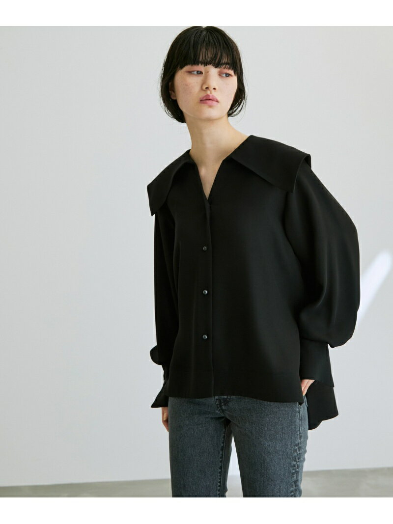 【SALE／50%OFF】ビッグオープンカラーブラウス ADAM ET ROPE' FEMME アダムエロペ トップス シャツ・ブラウス ブラック ホワイト ブルー【RBA_E】【送料無料】[Rakuten Fashion]のサムネイル