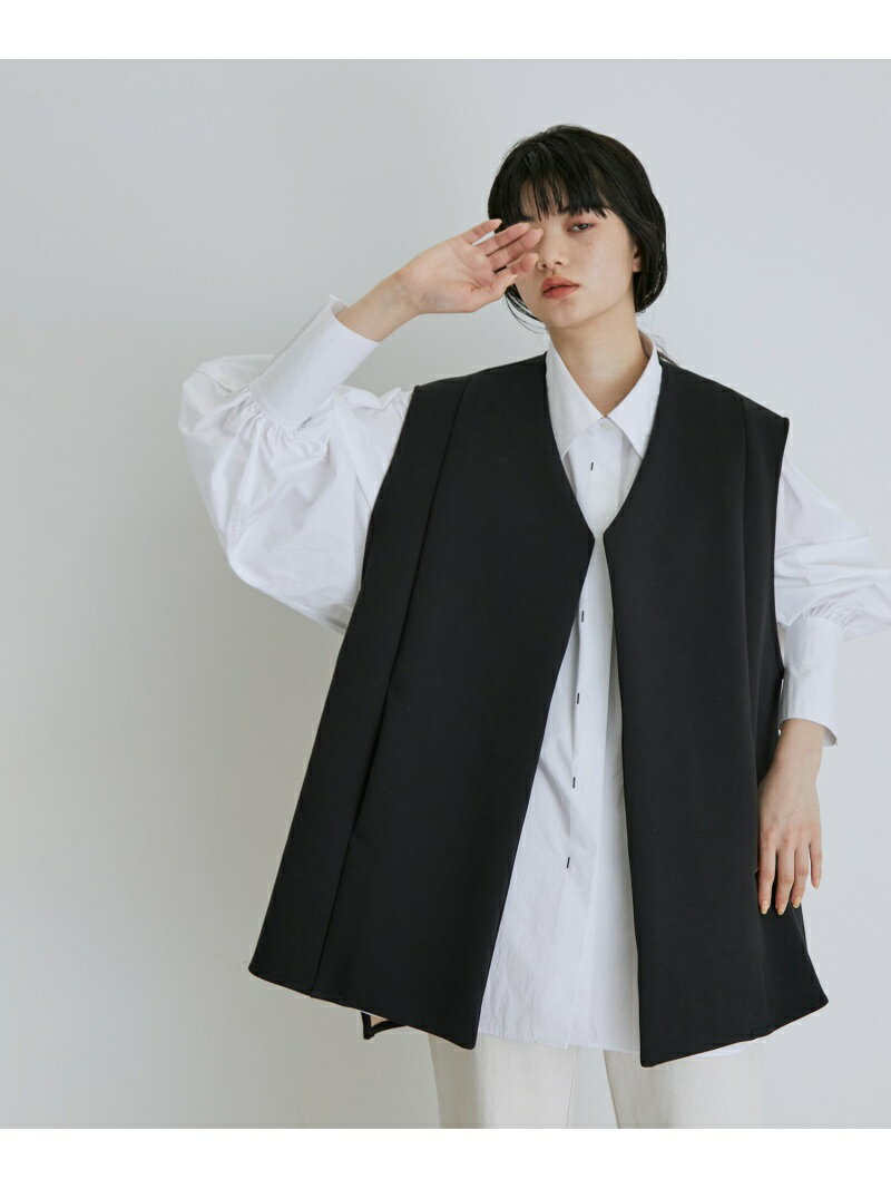 【SALE／10%OFF】【WEB限定】ボンディングジレ ADAM ET ROPE' FEMME アダムエロペ ジャケット・アウター その他のジャケット・アウター ブラック ホワイト【RBA_E】【送料無料】[Rakuten Fashion]のサムネイル