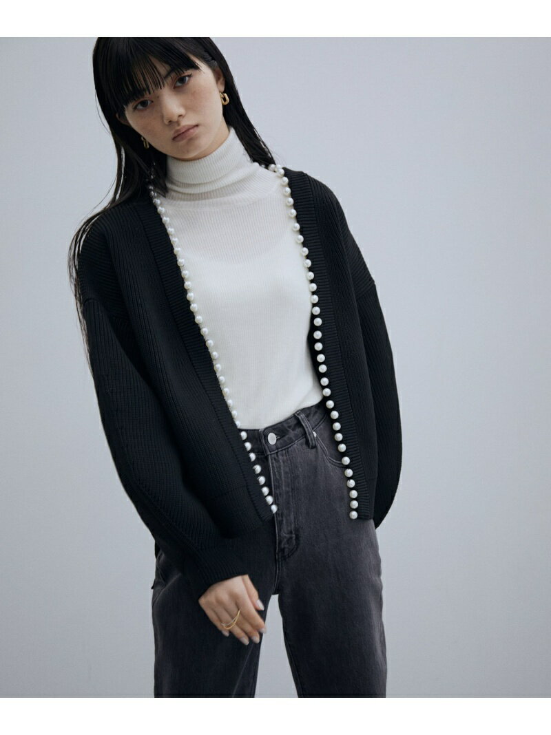 【SALE／20%OFF】＜追加＞【サステナブル】パール付きカーディガン ADAM ET ROPE' FEMME アダムエロペ トップス カーディガン ブラック グレー【RBA_E】【送料無料】[Rakuten Fashion]のサムネイル