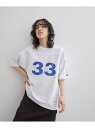 【SALE／20%OFF】【Champion for ADAM ET ROPE'】EX Reverse Weave Football T ADAM ET ROPE' FEMME アダムエロペ トップス カットソー・Tシャツ ホワイト ベージュ ネイビー ブルー【RBA_E】【送料無料】[Rakuten Fashion]