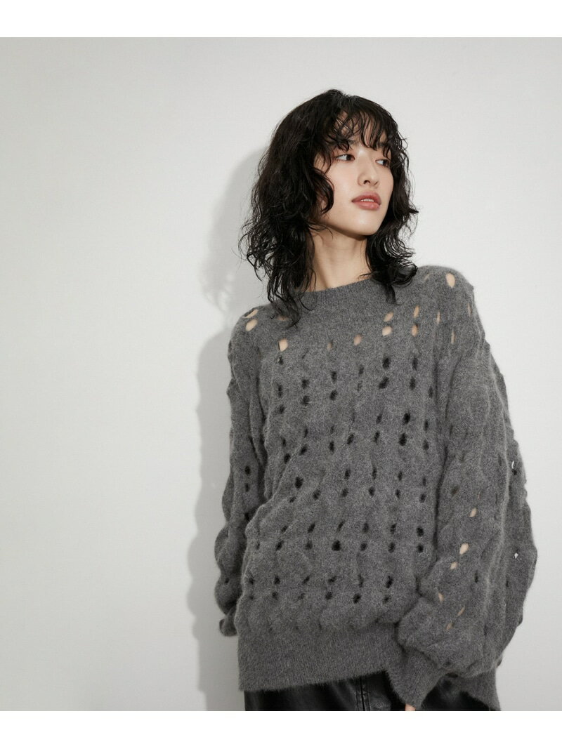 FOXツイストニットプルオーバー ADAM ET ROPE' FEMME アダムエロペ トップス ニット グレー ベージュ【送料無料】[Rakuten Fashion]