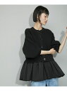 【WEB限定・新色追加】ペプラムコンビニットカーディガン ADAM ET ROPE' FEMME アダムエロペ トップス カーディガン ホワイト ブルー ブラッ...