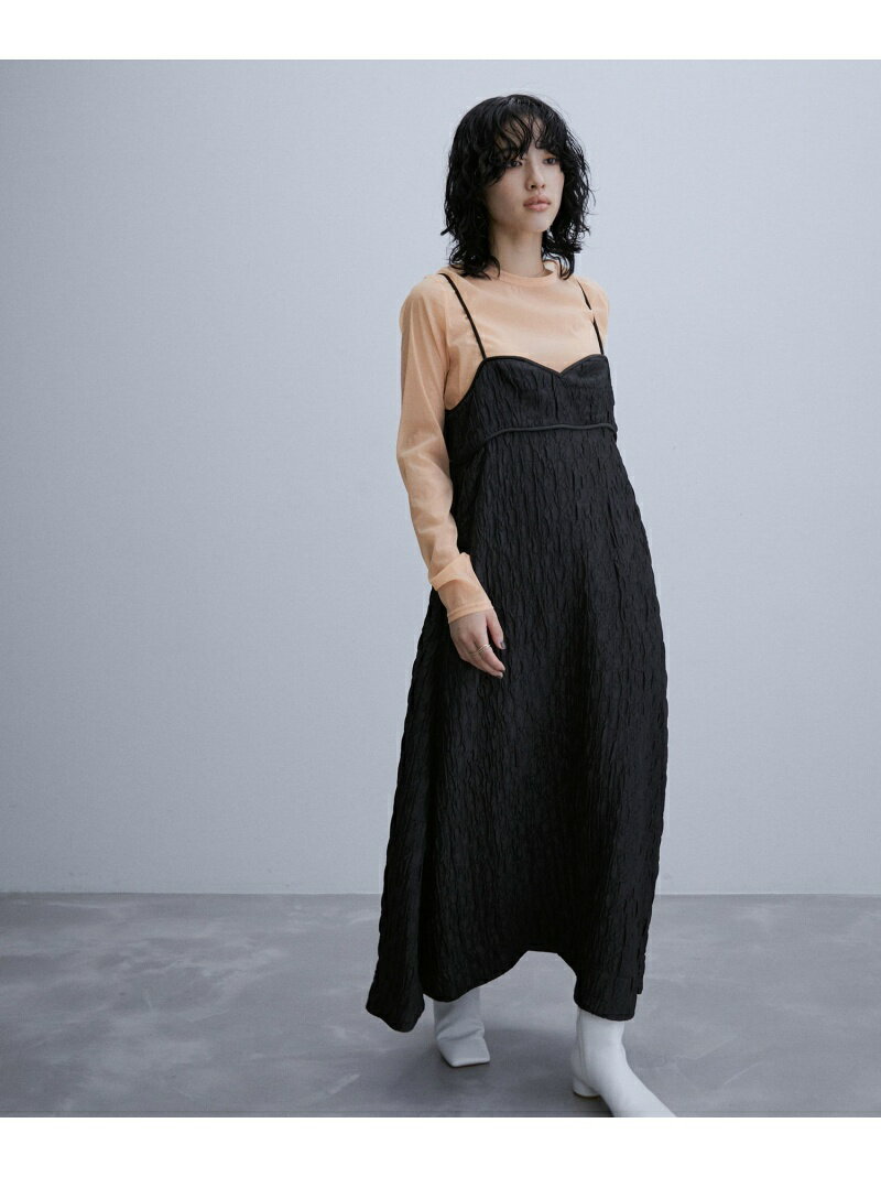 ふくれジャカードキャミワンピース ADAM ET ROPE' FEMME アダムエロペ ワンピース・ドレス その他のワンピース・ドレス ブラック ホワイト【送料無料】[Rakuten Fashion]のサムネイル