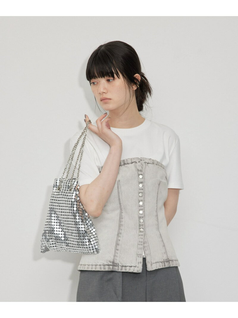 【環境配慮・セットアップ対応】デニムビスチェ ADAM ET ROPE' FEMME アダムエロペ トップス その他のトップス ブラック ブルー【先行予約】*【送料無料】[Rakuten Fashion]