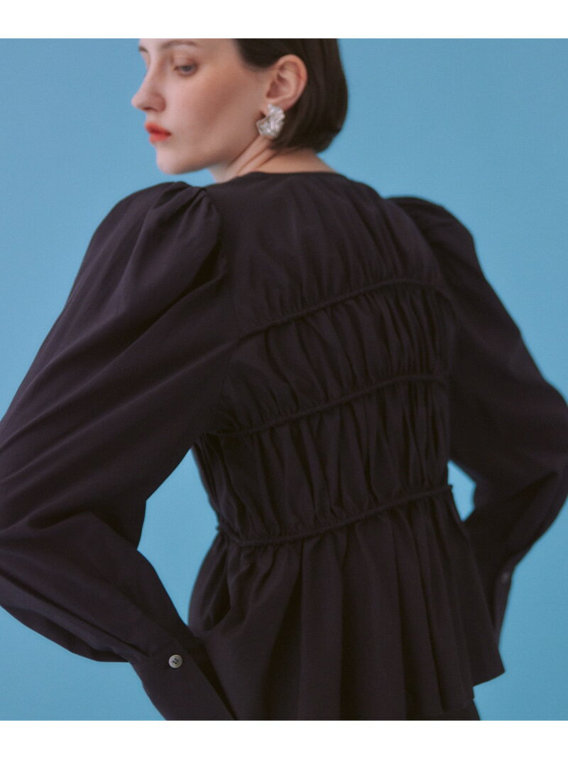 【サステナブル】ウエストシェイプギャザーシャツ ADAM ET ROPE' FEMME アダムエロペ トップス シャツ・ブラウス ブラック ホワイト ブルー【送料無料】[Rakuten Fashion]のサムネイル