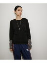 【サステナブル】エアリーシアーカフスカットソー ADAM ET ROPE' FEMME アダムエロペ トップス カットソー・Tシャツ ブラック ホワイト ブラウン【送料無料】[Rakuten Fashion]