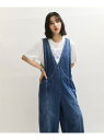 【サステナブル】ライトオンスデニムロンパース ADAM ET ROPE' FEMME アダムエロペ オールインワン・オーバーオール オールインワン・つなぎ ホワ...