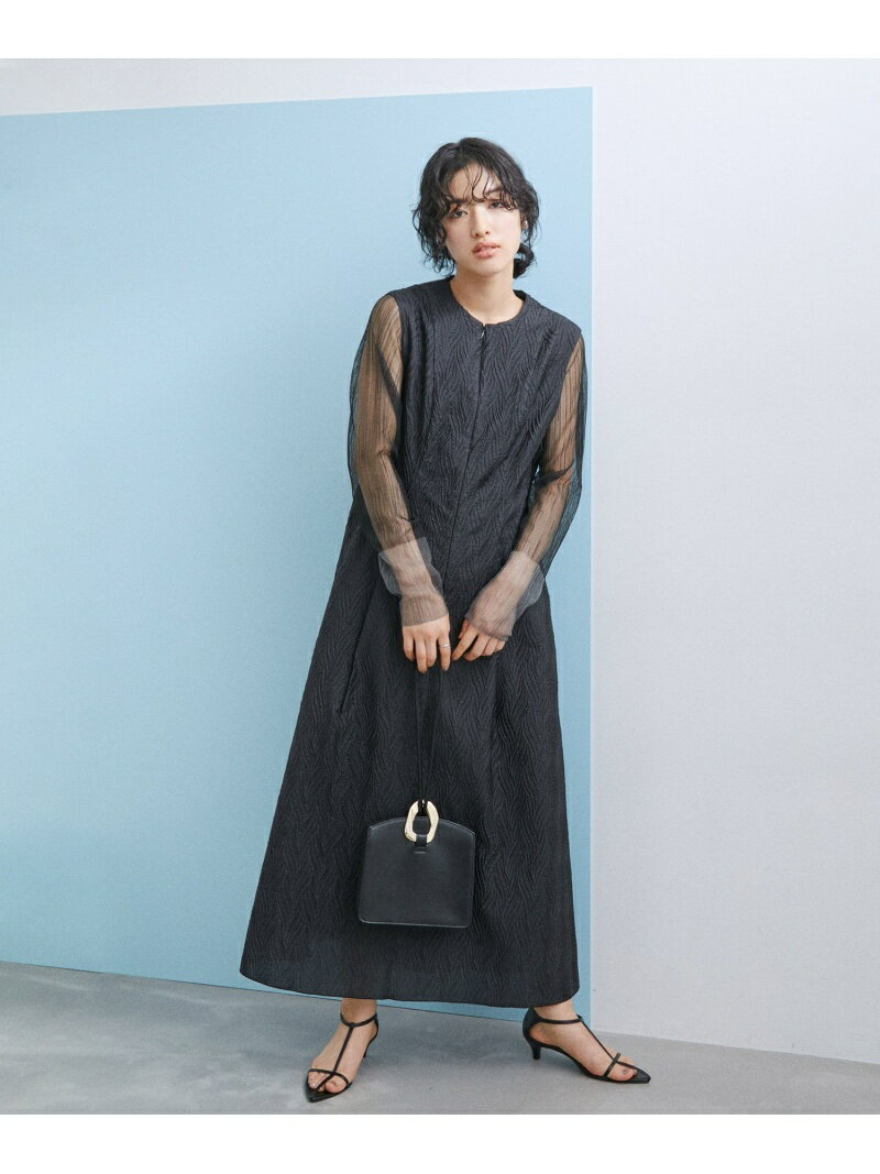 【SALE／50%OFF】【WEB限定(一部店舗展開あり)】ジャカードワンピース ADAM ET ROPE' FEMME アダムエロペ ワンピース・ドレス ワンピース ブラック グレー【RBA_E】【送料無料】[Rakuten Fashion]のサムネイル