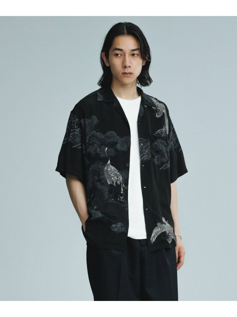 【SALE／30%OFF】《BLACK/WHITE》ボックスシルエット プレミアム アロハ シャツ ADAM ET ROPE' HOMME アダムエロペ トップス シャツ・ブラウス ブラック【RBA_E】【送料無料】[Rakuten Fashion]