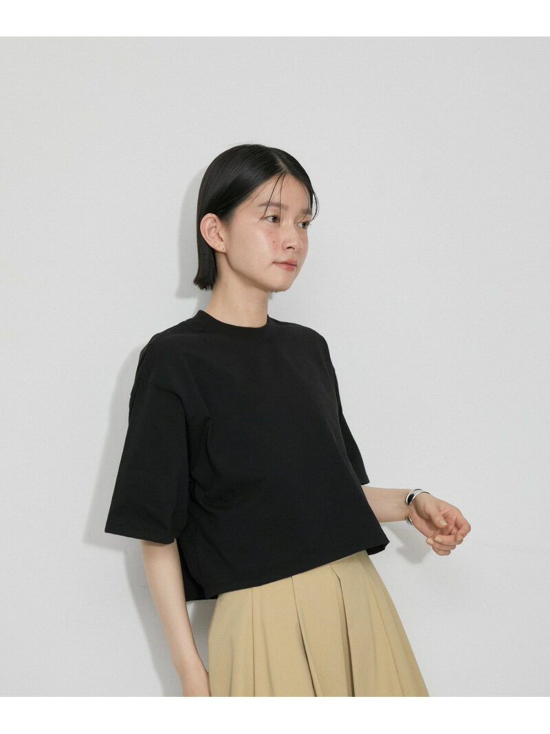 【洗える】クロップドフォルムT S/S ADAM ET ROPE' FEMME アダムエロペ トップス カットソー・Tシャツ ブラック ホワイト ブルー【送料無料】[Rakuten Fashion]