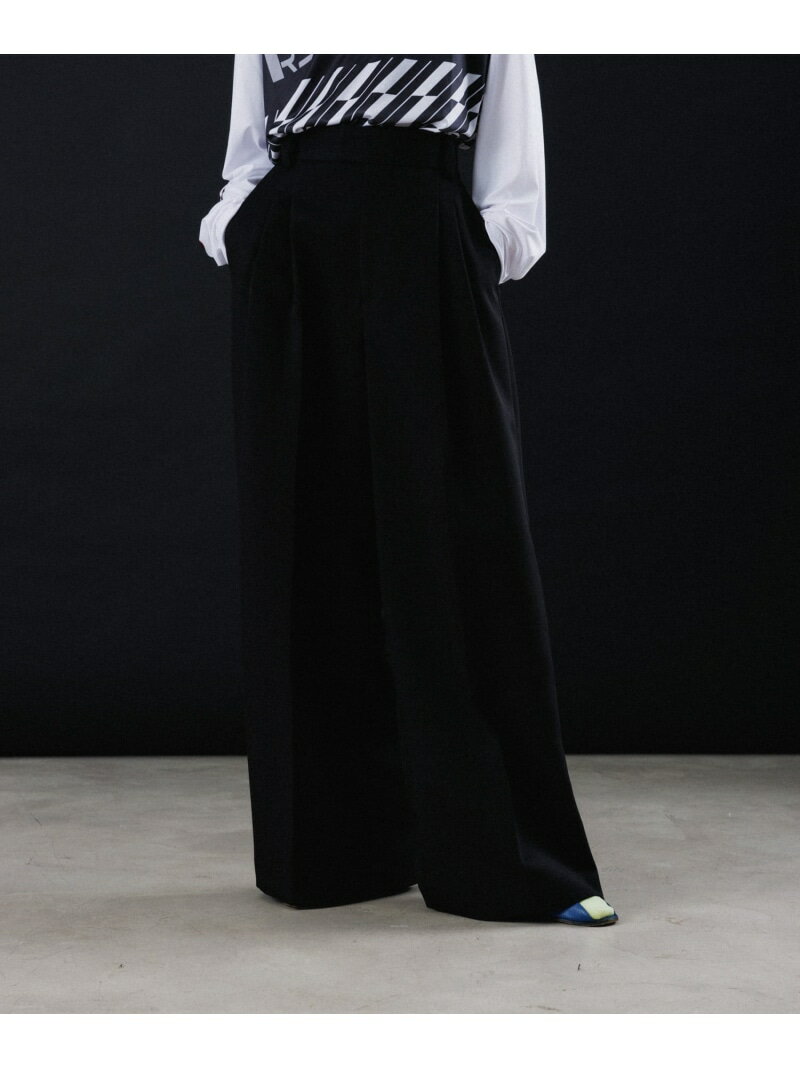 【SALE／20%OFF】[PANTS]【SUSTAINABLE】DOUBLETUCK WIDE PANTS M TO R アダムエロペ パンツ その他のパンツ ブラック ブラウン【RBA_E】【送料無料】[Rakuten Fashion]