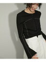 【WEB限定】フレアスリーブフロントホックロンT ADAM ET ROPE' FEMME アダムエロペ トップス カットソー・Tシャツ ブラック ホワイト カーキ【送料無料】[Rakuten Fashion]