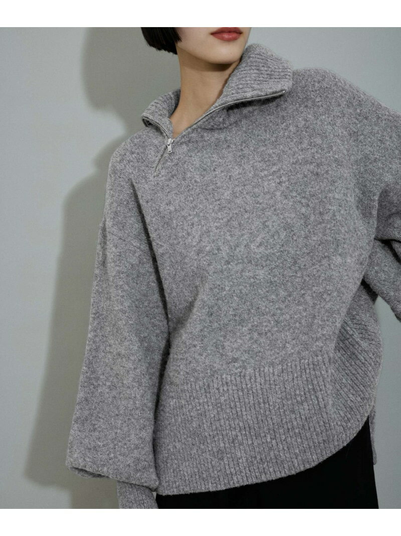 【SALE／20%OFF】【WEB限定】ジップタートルパフスリーブニットプルオーバー ADAM ET ROPE' FEMME アダムエロペ トップス ニット ブラック ホワイト グレー ブルー【RBA_E】【送料無料】[Rakuten Fashion]