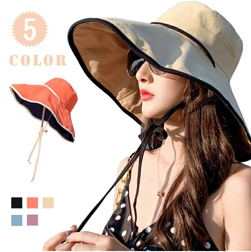 飛 遮光 折り畳み あご紐付き 小顔効果 UVカット 日よけ バケットハット ハット つば広 紫外線カット ..