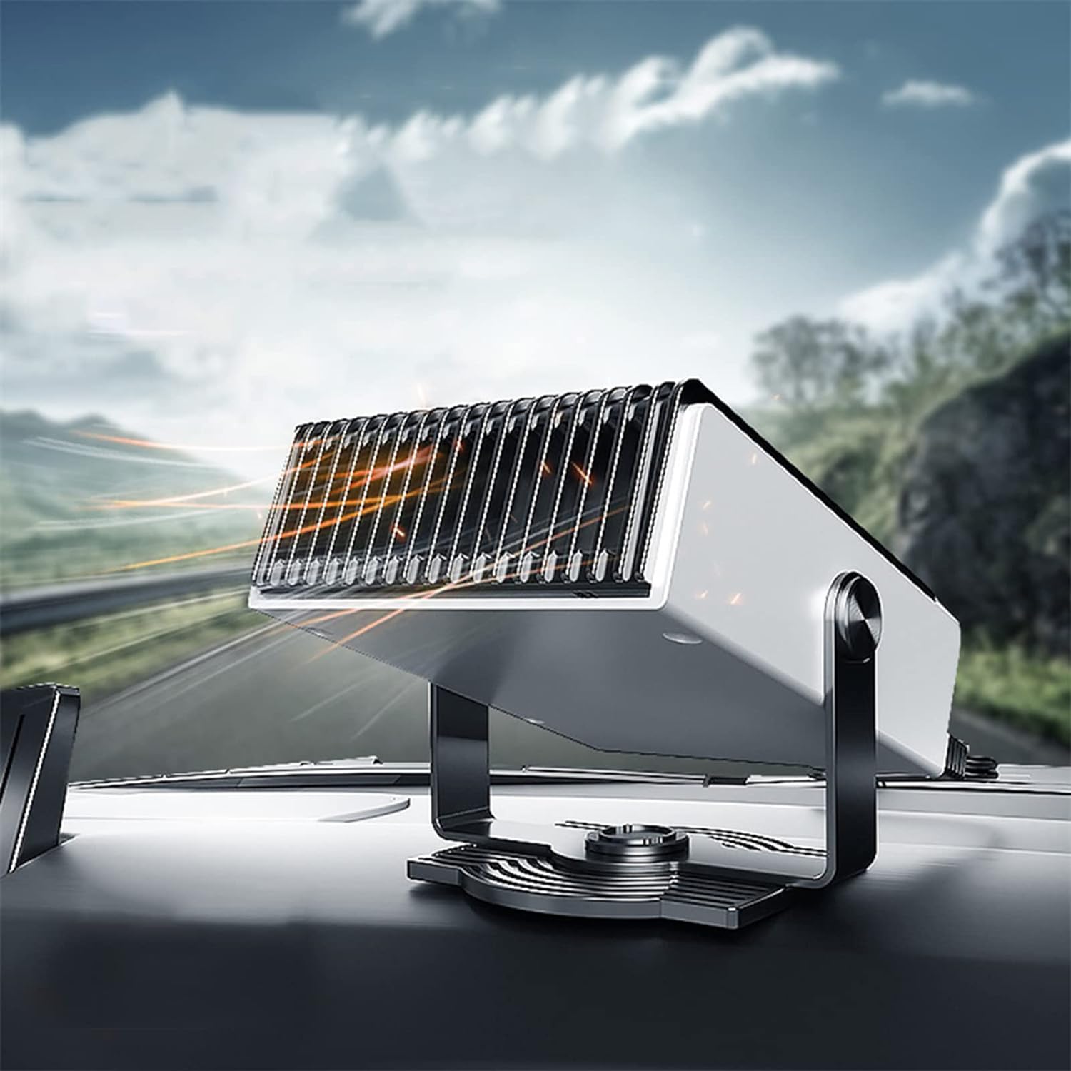 180°回転設 挿入式シガーライター カーファンヒーター車載暖房機 ヒーター冷却ファン 冷熱両用 ポータ..