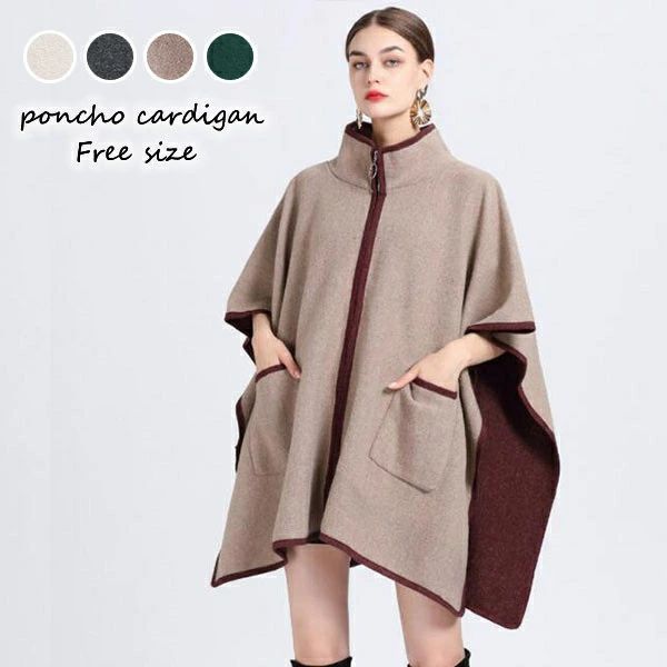 あったか きれいめ おしゃれ 軽い ゆったり アウター ポンチョ ケープコート 冬 秋 レディース コート マント 可愛い レディース(4)