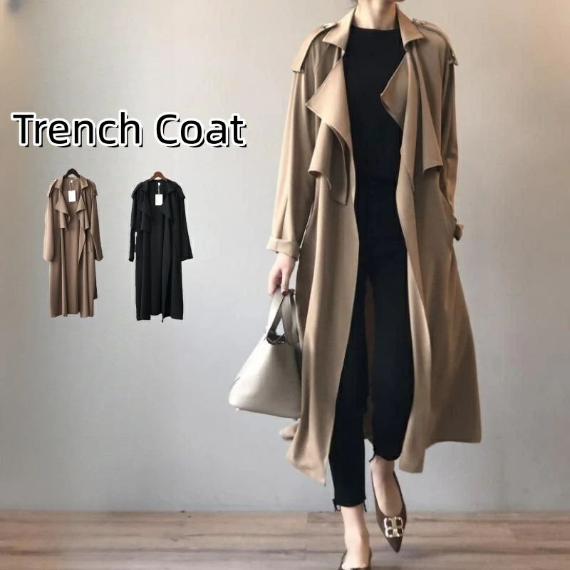 ?カジ ドロップショルダー ビッグ 大きいサイズ コート アウター トレンチ ロングコート スプリングコート 冬 秋 春 レディース