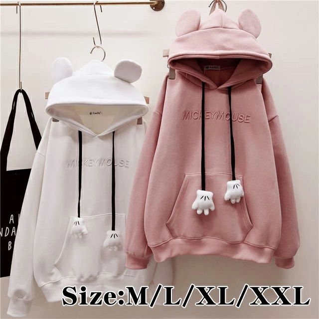 長 フード付き 耳付き トップス おしゃれ レディース パーカー 高校生 冬 レディース トレーナー 韓国 パーカー 秋冬 レディース