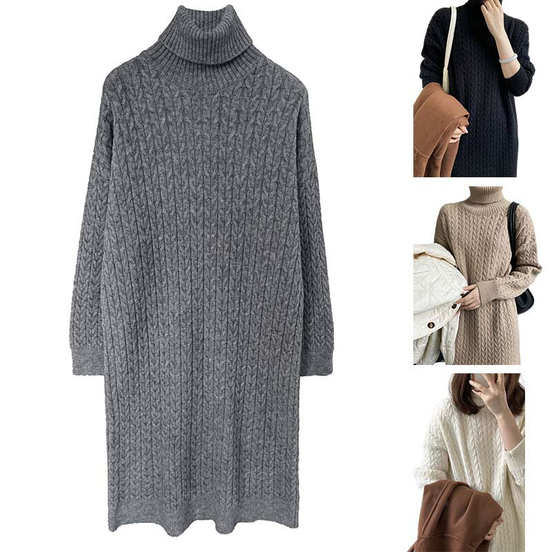 ニット セーター タートルネック 長袖 大きいサイズ ゆったり 春秋冬 ケーブル編み ゆったりタートル
