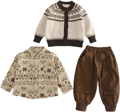 フォーマル 子供服 秋冬 3点セット シャツ ニットカーディガン 上下セット 洋服 キッズ 韓国風 長袖 子ども服 春秋冬
