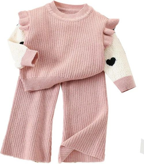 冬服 暖かい 上下セット 冬着 セットアップ セーター+ワイドパンツ 2点セット レジャー 通学着 お出か..