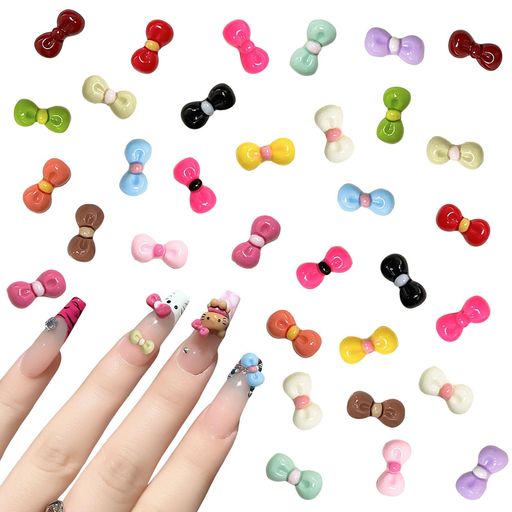 ネイルパーツリボン100個セット3D立体可愛い蝶結びリボンカラフル小さめネイルアートネイルストーンデコパーツレジンパーツアク