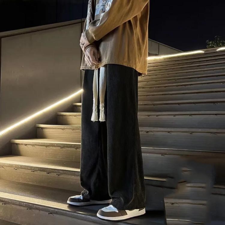 暖かい あったか ボトムス 長ズボン 裏フリース 防寒パンツ 裏起毛 ストレートパンツ ワイドパンツ メンズ コーデュロイパンツ