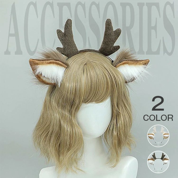 コ かわいい もふもふ 動物 アニマル オシャレ サンタ コスプレ ロリータ 髪飾り ヘッドドレス 耳 角 鹿 カチューシャ トナカイ