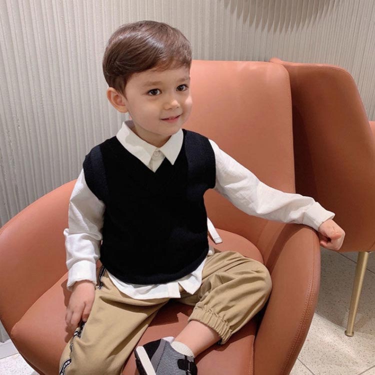 学生 制服 男の子 女の子 インナー プルオーバー スクールウェア 赤ちゃん Vネック ベビー ベスト ニット スクール キッズ 子供 2