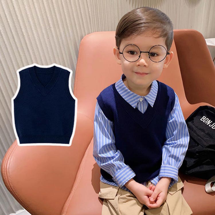 学生 制服 男の子 女の子 インナー プルオーバー スクールウェア 赤ちゃん Vネック ベビー ベスト ニット スクール キッズ 子供 3