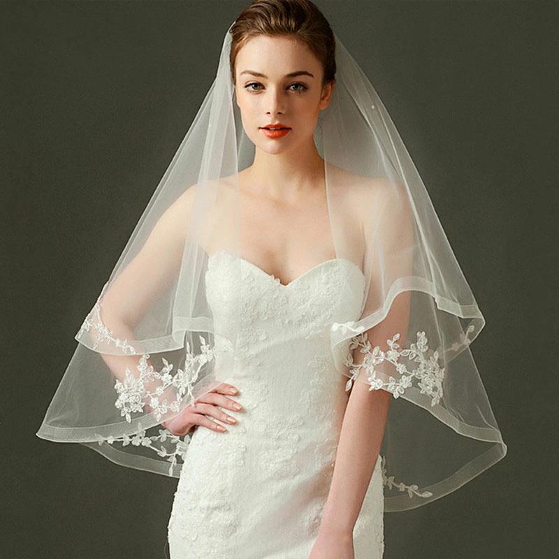 刺繍付き 優雅 披露宴 オフホワイト 手作りベール 結婚式 手作りベール ウェディングベール ベールアッ..