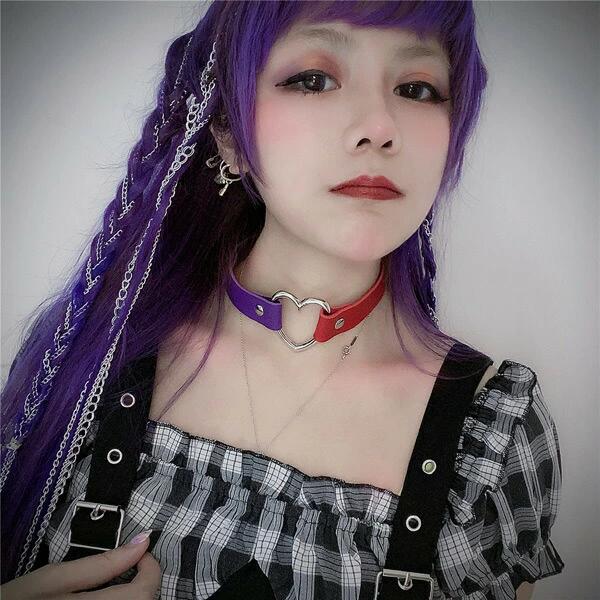 ハートチョーカー チョーカー バイカラー ネックレス