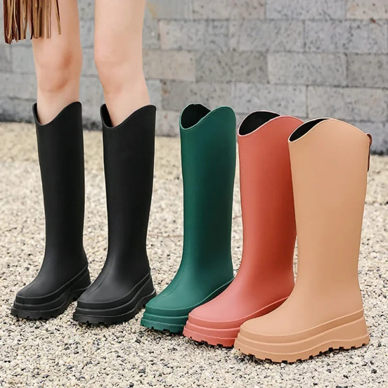 韓国 梅雨 濡れない 長靴 履きやすい 柔らかい アウトドア カラバリ 厚底 おしゃれ 滑りにくい 防水 ロ..
