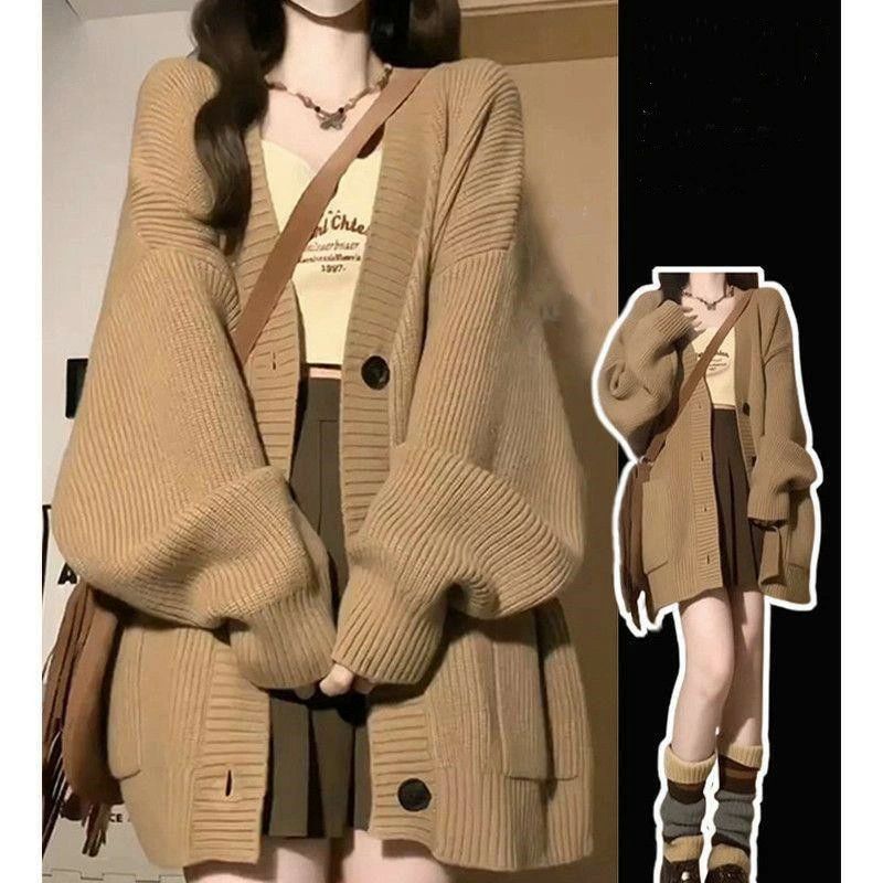 暖かい 人気 きれいめ 無地 可愛い 着痩せ 小顔 高伸縮 前開き ゆったり Vネック トップス セーター ア..