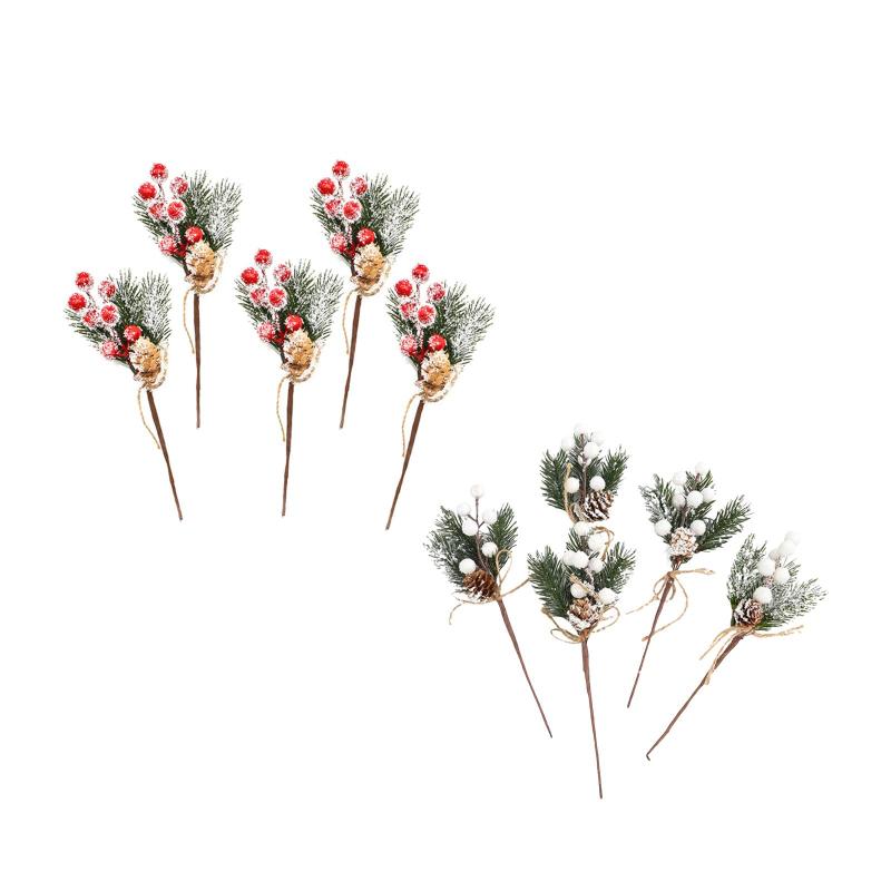 ホーム ウェディング用品 ガーデン ラッピング 冬用 ピック フローラル ロープ付き 枝 ベリー 造花 クリスマス