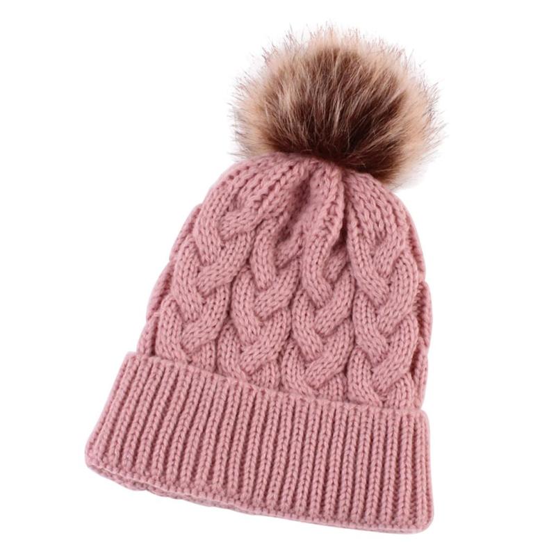 子供の冬の暖かい帽子赤ちゃんのビーニーポンポンの女の子と男の子のためのニットキャップ