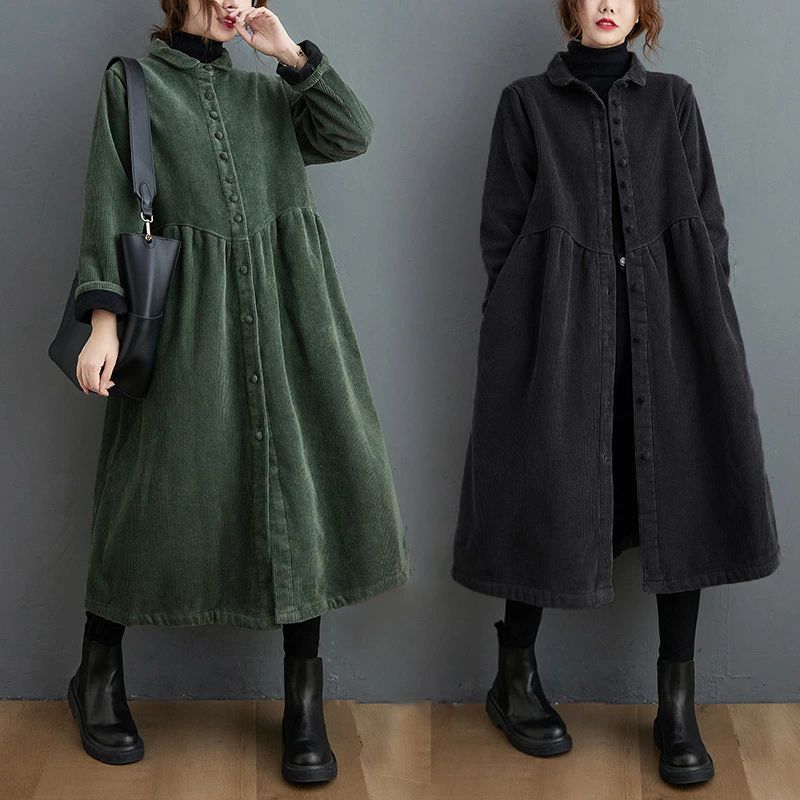 ゆった 可愛い アウター レディースコート 女性 ジャケット カジュアル ルーズ ワンピース 大きいサイズ 長袖 秋 冬 レディース