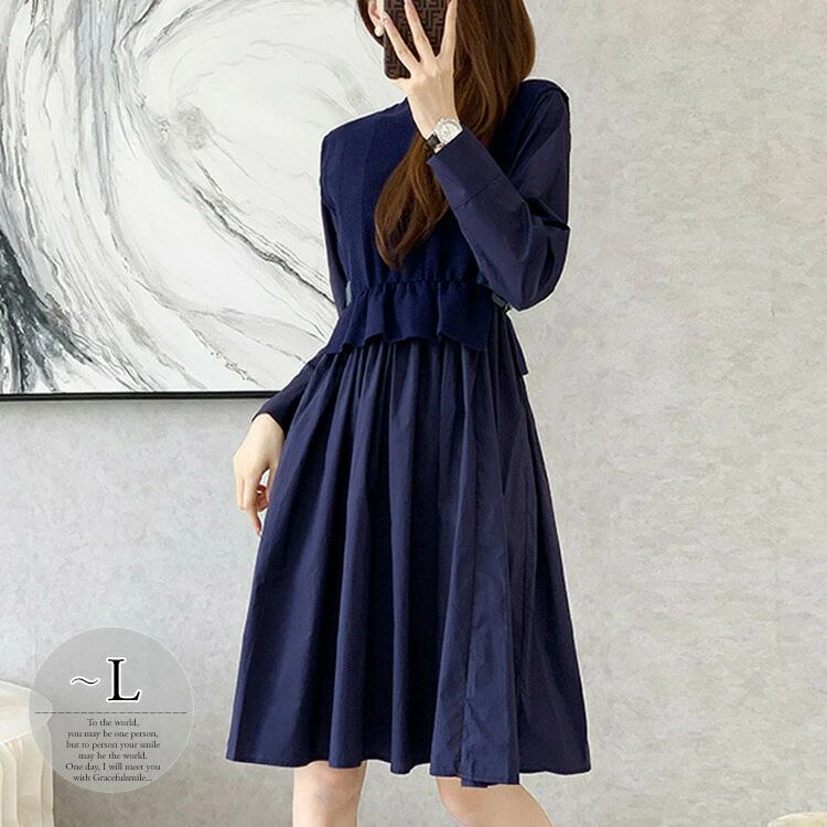 30 大きいサイズ レディース 同窓会 きれいめ 大人かわいい おしゃれ 上品 60代 50代 40代 お呼ばれワンピース 膝丈 冬 秋 長袖