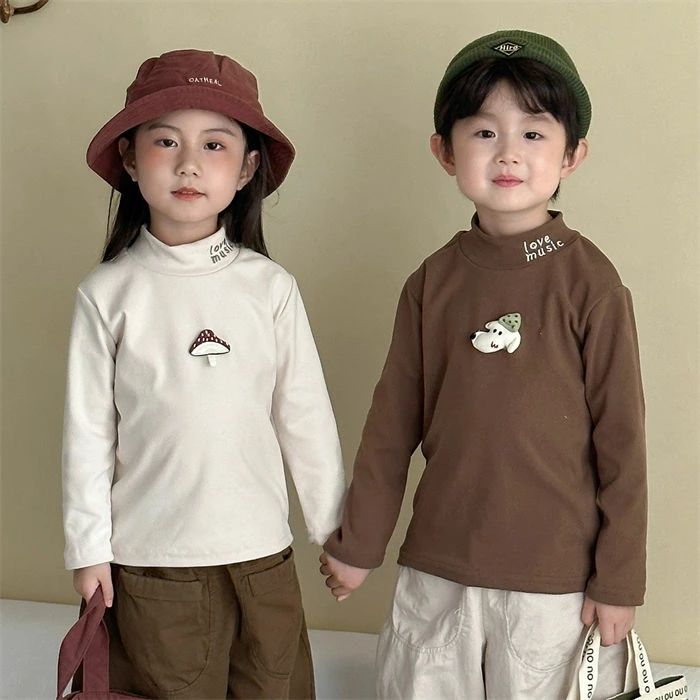 兄弟/ 幼児 ベビー カットソー トップス ハイネック インナー あったか 長袖 冬用 子供服 男女兼用 女の子 男の子 秋冬 Tシャツ