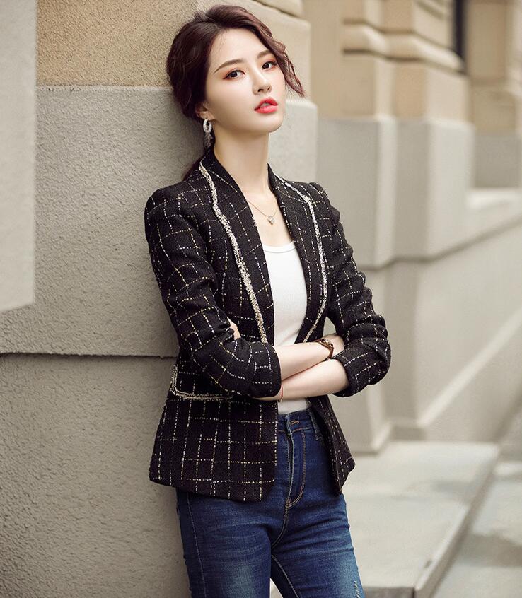 /XL/2XL 二次会S/M/L 普段着 結婚式 通勤★フォーマル OL 着痩せ エレガント コート ジャケット チェック柄 新発売 2色 韓国風