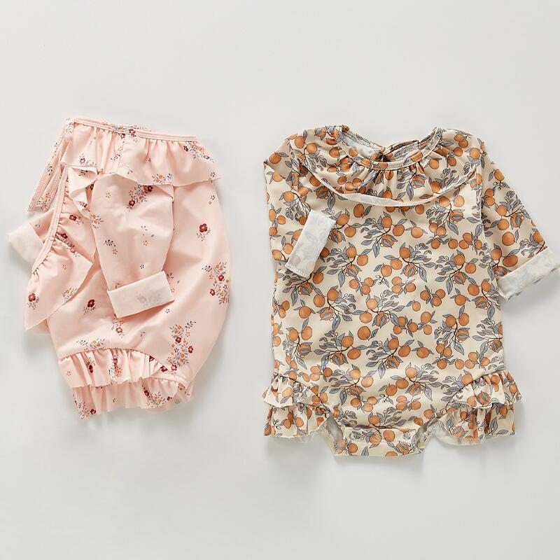 こども 子供用 女児 オールインワンタイプ ワンピース ロンパース 長袖 女の子 スナップボタン式水着 ..