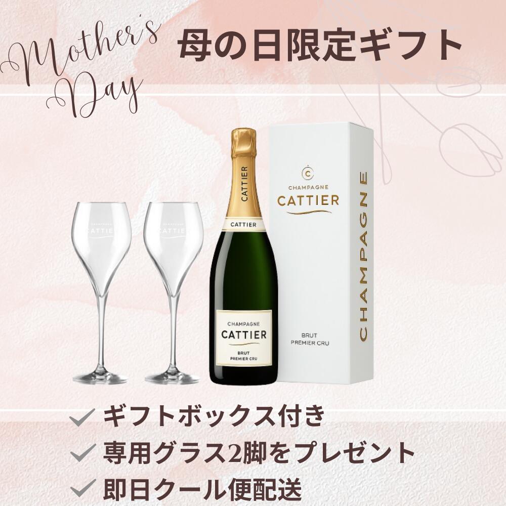 【母の日ギフト】<グラス2脚付き>キャティア シャンパン ブリュット プルミエクリュ ギフトボックス入り 直輸入 正規品