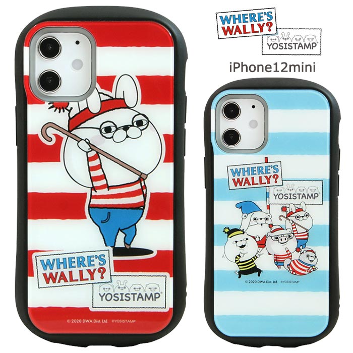 iPhone12mini ヨッシースタンプ x ウォーリー 耐衝撃 ハイブリッド ガラス ケース カバー ソフト ソフトケース ハード ハードケース キャラクター グッズ YOSHISTAMP うさぎさん くまさん アイフォン トゥエルブ ミニ iPhone 12 mini スマホケース スマホカバー s-gd-7g511