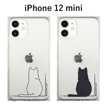 iPhone12mini AKAN NEKO ソフト スクエア ケース カバー 背面 クリア 透明 クリアケース ソフトケース TPU 密着痕 防止 UV プリント 保護 ネコ 猫 ねこ 黒 白 動物 アニマル アイフォン トゥエルブ ミニ iPhone 12 mini 5.4inch スマホカバー スマホケース s-ri-7f488