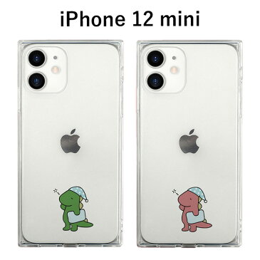 iPhone12mini AKAN ソフト スクエア ケース カバー おやすみダイナソー 背面 クリア 透明 クリアケース ソフトケース TPU 密着痕 防止 UV プリント 保護 スマホ 衝撃吸収 恐竜 アイフォン トゥエルブ ミニ iPhone 12 mini 5.4inch スマホカバー スマホケース s-ri-7f507