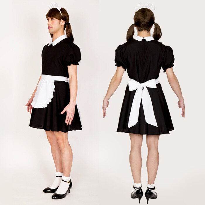 男女兼用 コスプレ 女装 メイド服 ブラック 黒 ホワイト エプロン メイド衣装 maid メイド 大きいサイズ メンズ 男性用 おかま 面白い きもかわ かわいい コスプレ衣装 コスチューム ハロウィンコスプレ ハロウィン 仮装 衣装 運動会 文化祭 忘年会 即納 s-cs_6f599