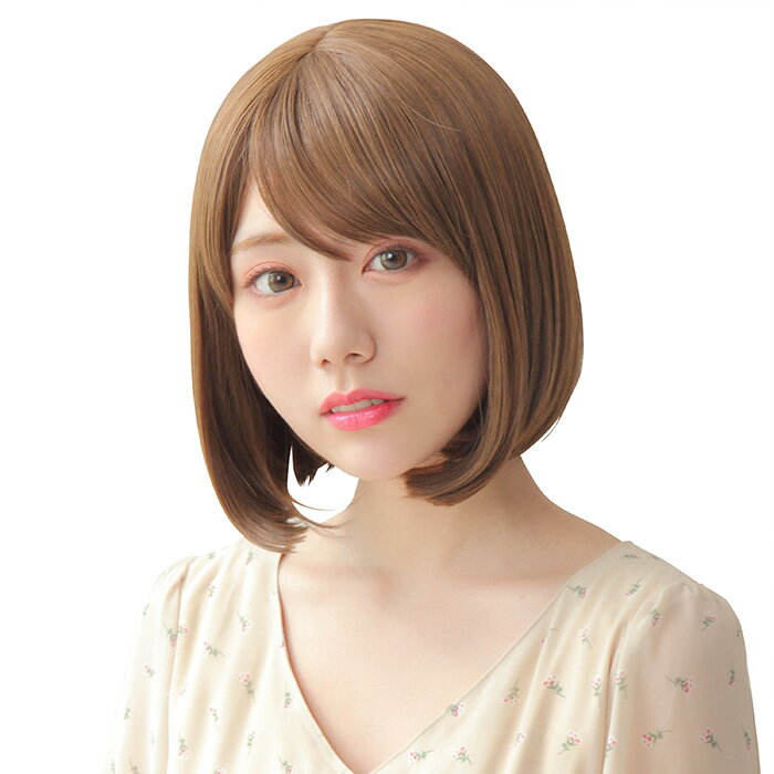 WIGGY RICH シフォン ボブ マロン ブラウン 茶髪 茶色 ヘア wig ウィッグ ウイッグ アニメ キャラクター かつら カツラ ファッション つむじ 自然 耐熱 サイズ調節 ナチュラル デイリー 日常 コスプレ コスチューム ハロウィン パーティー 仮装 文化祭 忘年会 s-cs-6g557