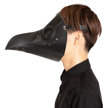 ペストマスク ブラック 黒 フェイスマスク フルマスク ハーフ クロウ くちばし お面 仮面 かぶりもの 被り物 マスク ぺすとますく 医者 医師 中世 ドクター ゴシック PU レザー スチームパンク コスプレ 衣装 コスチューム ハロウィン パーティー イベント 仮装 s-cs-6h651