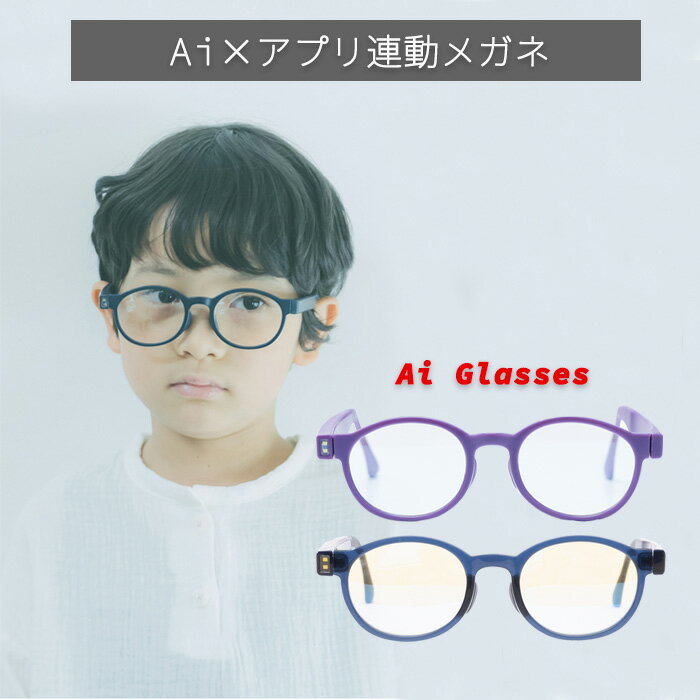 送料無料 Ai/Glasses HoldOn パソコン スマホ PC用 メガネ 眼鏡 めがね ブルーライトカット エーアイグラス 度なし 近視予防 こども 子ども 子供用 キッズ 男の子 女の子 パープル ネイビー 紫 紺 AI ホールドオン 視力 充電 タブレット ゲーム スマホ首 s-cs-6j055